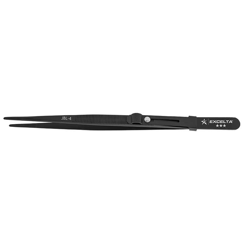 Forceps, Gemologist, .071" Tip, Stainless Steel, Longitudinal Groove/Slide Lock